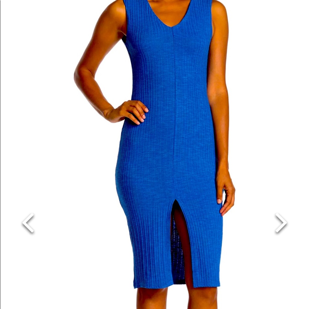 Blue Rib Knit Dress